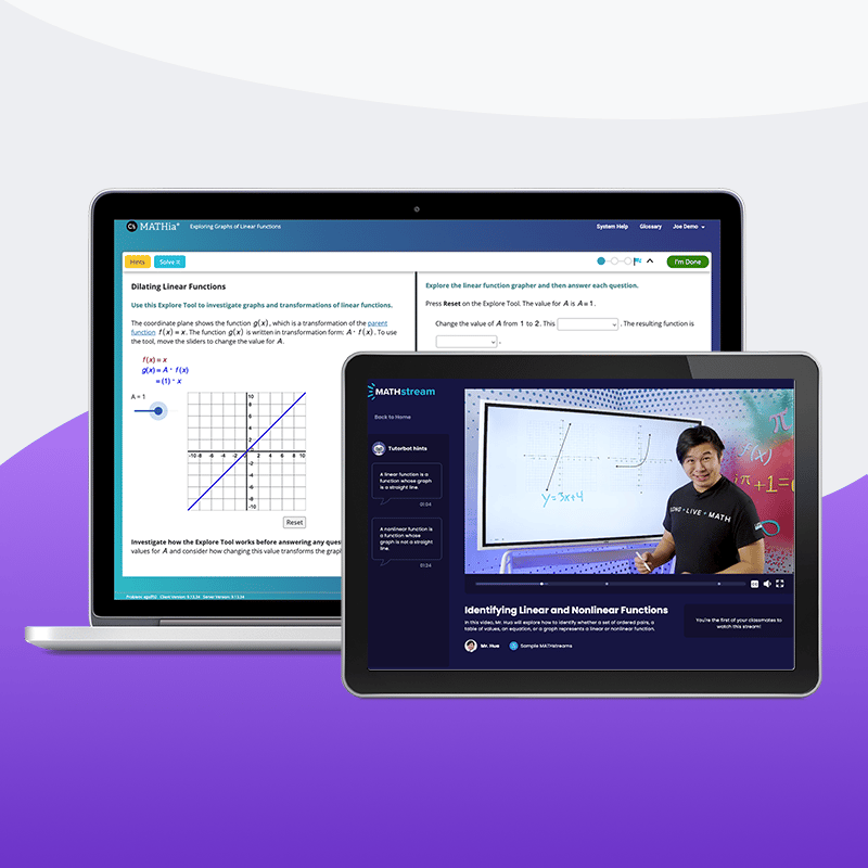 Supplemental product image with MATHia and MATHstream visuals Supplemental product image with MATHia and MATHstream visuals