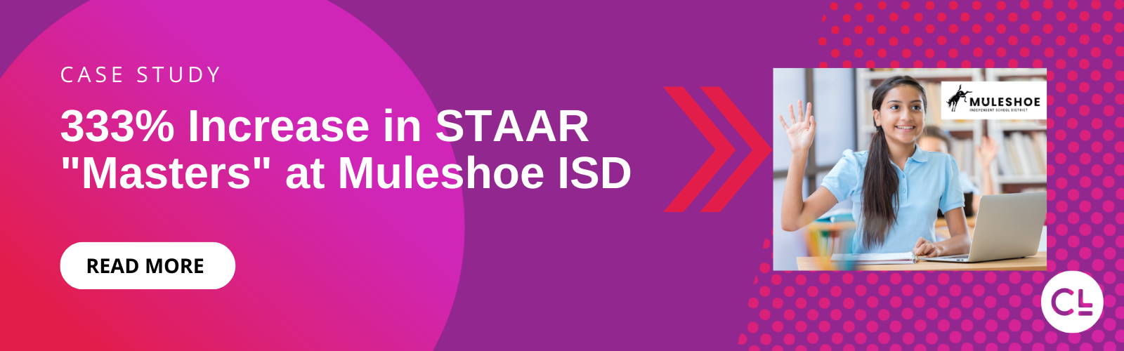 Purple banner with text: CASE STUDY 333% Increase in STAAR